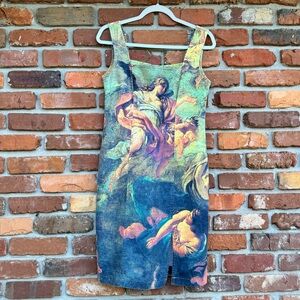 Domallo Vtg. Renaissance Fresco Angelic Romantic Cotton Stretch Bodycon Dress 4